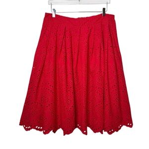 NWT Eloquii X TERESA Red Eyelet Pleated Women’s Midi Coquette Skirt Sz 12